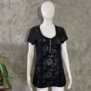 Guess Burnout fitted women's XL Top Rhinestones Y2K Punk Rock